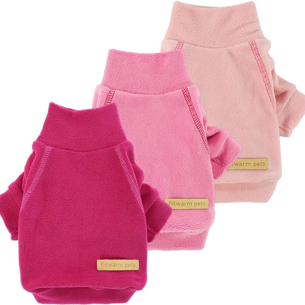 3 Pack Classic Fleece Dog Sweater, Turtleneck Dog Sweatshirt, Dog Winter Clothes